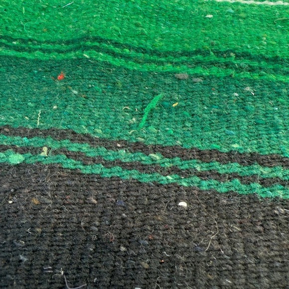 Vintage Mexican Aztec Warrior Woven Wool Serape Rug Tapestry Blanket 82x44 - Picture 9 of 11